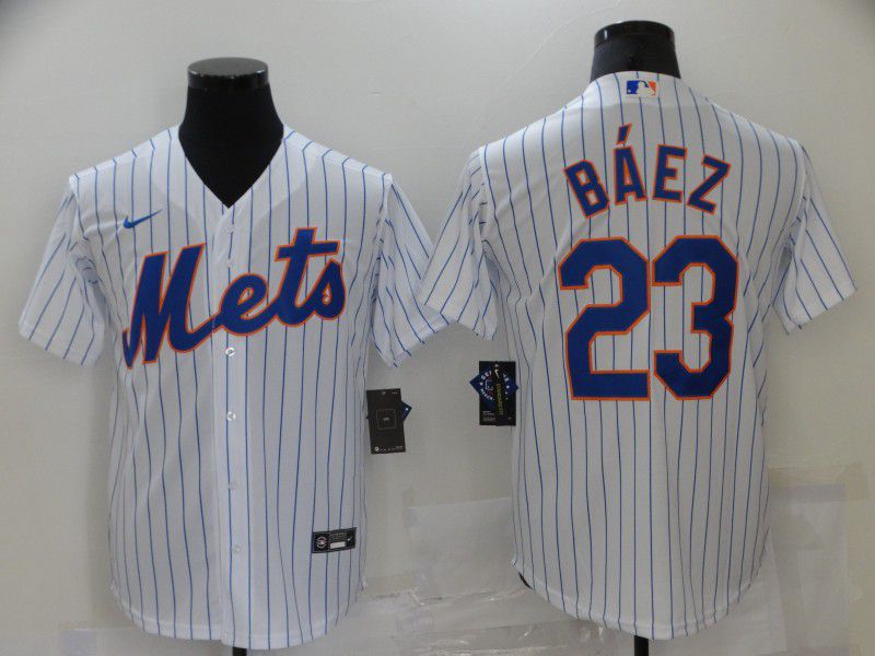 Men New York Mets 23 Baez White Game 2021 Nike MLB Jersey